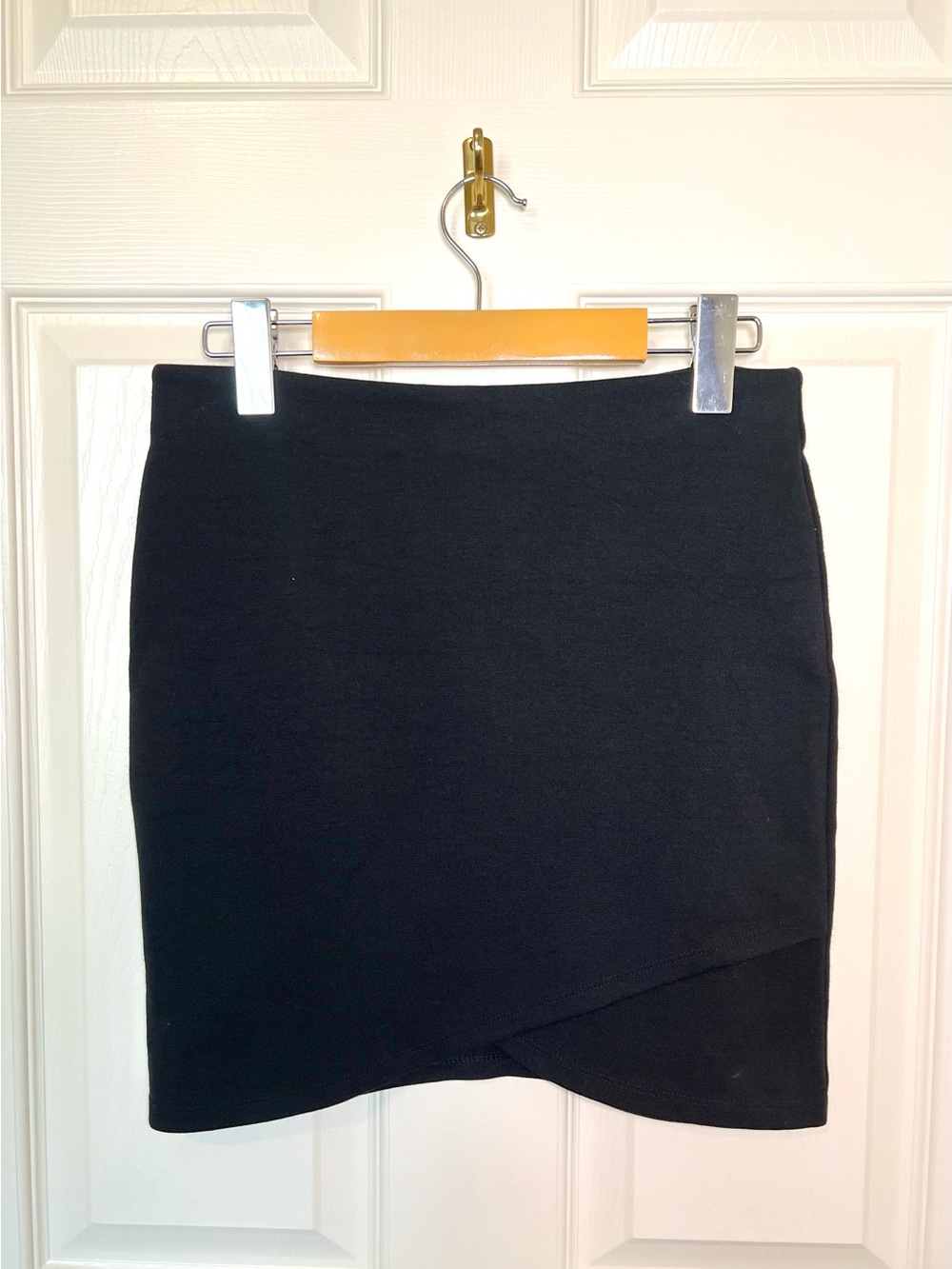 Talula Black Mini Skirt with Overlap Hem